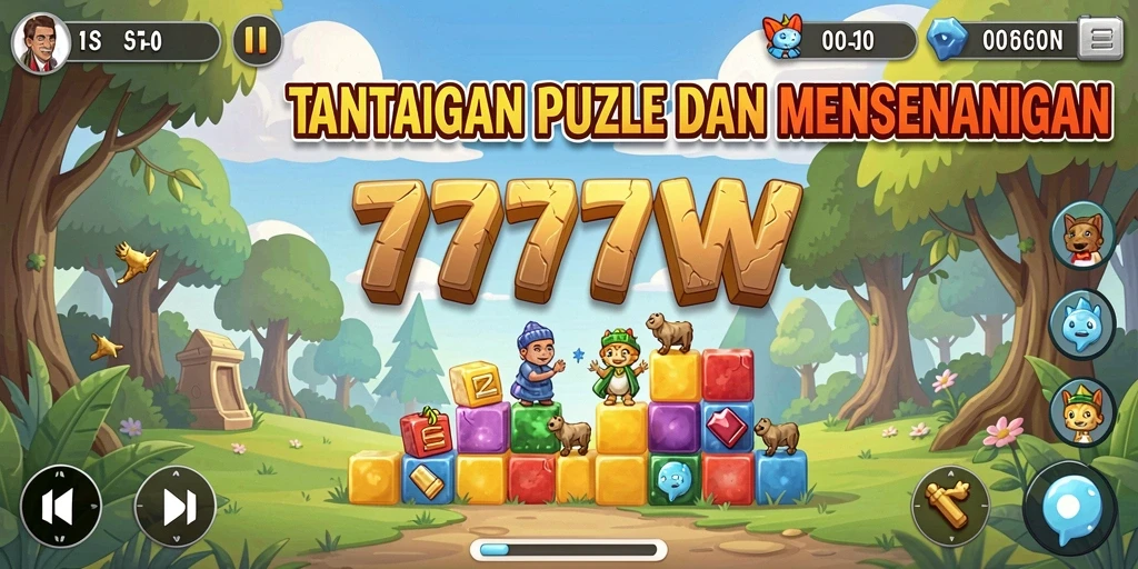 Tampilan seru gameplay puzzle 7777W yang menarik.