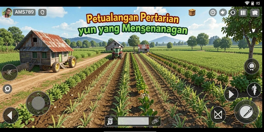 Screenshot menunjukkan gameplay seru dengan berbagai tanaman dan hewan.