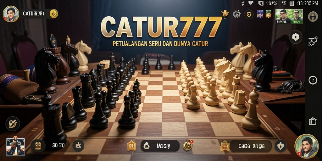 Tampilan gameplay menarik dengan karakter yang berjuang di papan catur.
