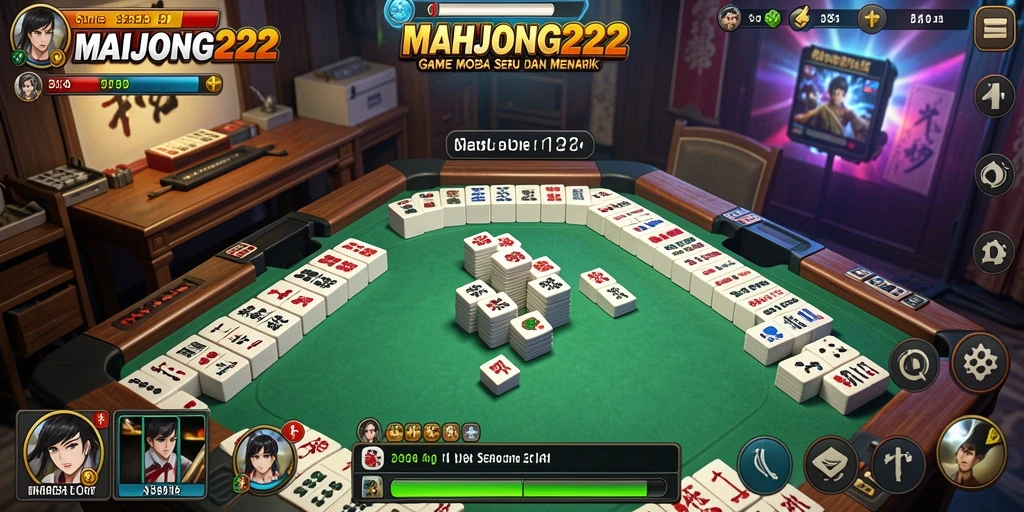 Screenshot menampilkan pertempuran sengit dalam MAHJONG222.