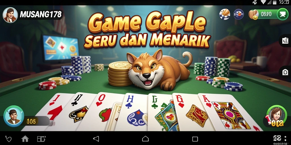 Tampilan gameplay seru dari MUSANG178 yang menampilkan permainan Gaple.