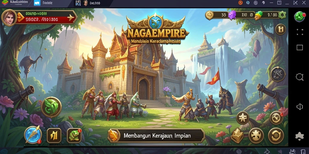 Tampilan gameplay NAGAEMPIRE yang menarik saat membangun kerajaan.