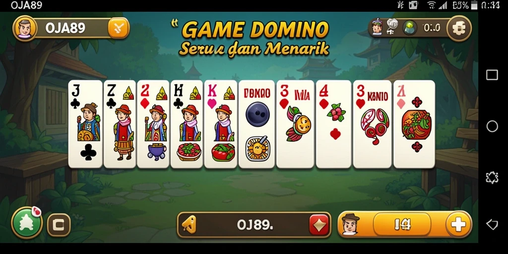 Screenshot utama OJA89 menampilkan aksi seru permainan Domino.
