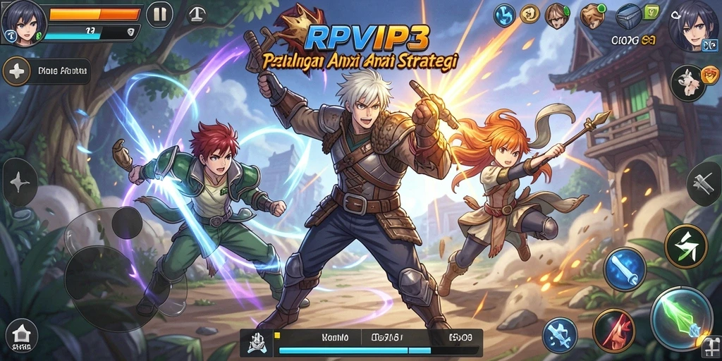 Screenshot utama RPVIP3 menampilkan aksi seru di dunia Anime.