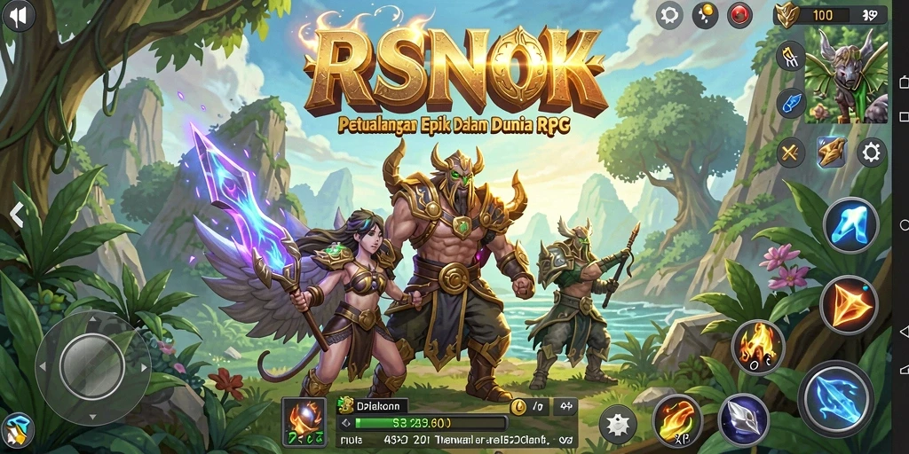 Screenshot gameplay RSNOK menampilkan aksi petualangan RPG yang intens.