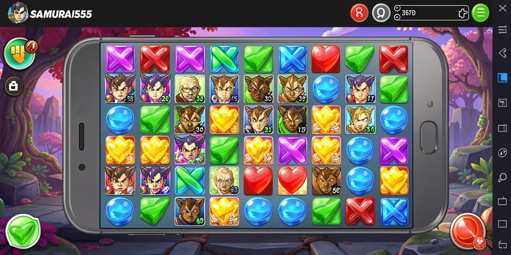 Tampilan gameplay <strong>SAMURAI555</strong> yang penuh warna dan seru.