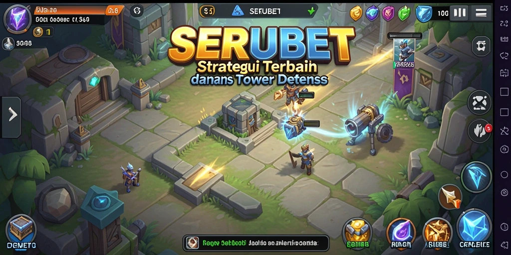 Tampilan gameplay SERUBET yang menarik di genre Tower Defense.