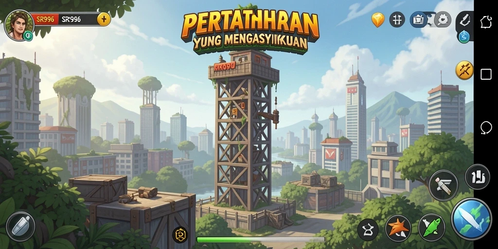 Tampilan seru dari gameplay menara pertahanan SR996 yang menantang.