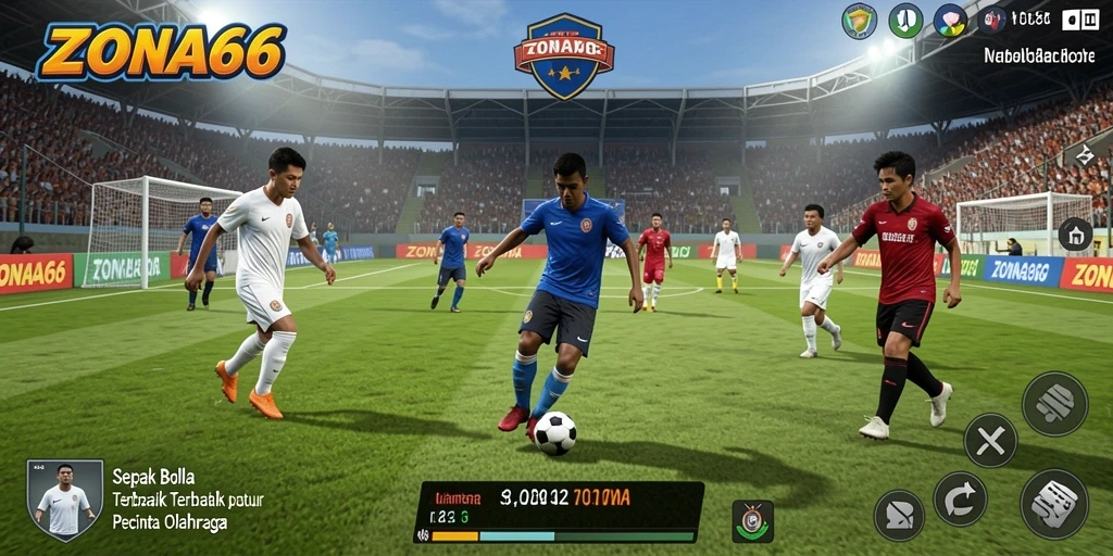 Tampilan gameplay ZONA66 yang menegangkan saat mencetak gol.